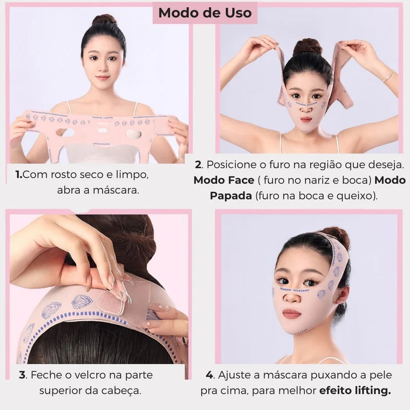 V-Liftup- Máscara de Contorno Facial - Suaviza Rugas, Papada e Modela o Rosto