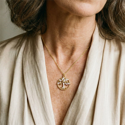 Colar Árvore da Vida com Zircónia em Ouro